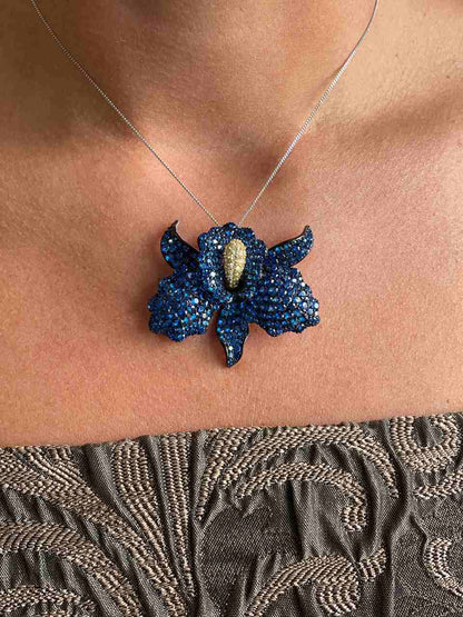 Broche FIORA de plata 925 ml con circonitas color rubi/ esmeralda/ zafiro