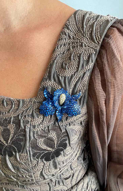 Broche FIORA de plata 925 ml con circonitas color rubi/ esmeralda/ zafiro