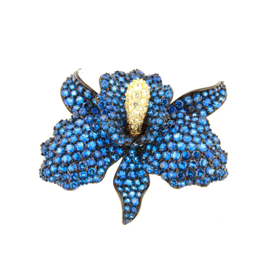 Broche FIORA de plata 925 ml con circonitas color rubi/ esmeralda/ zafiro