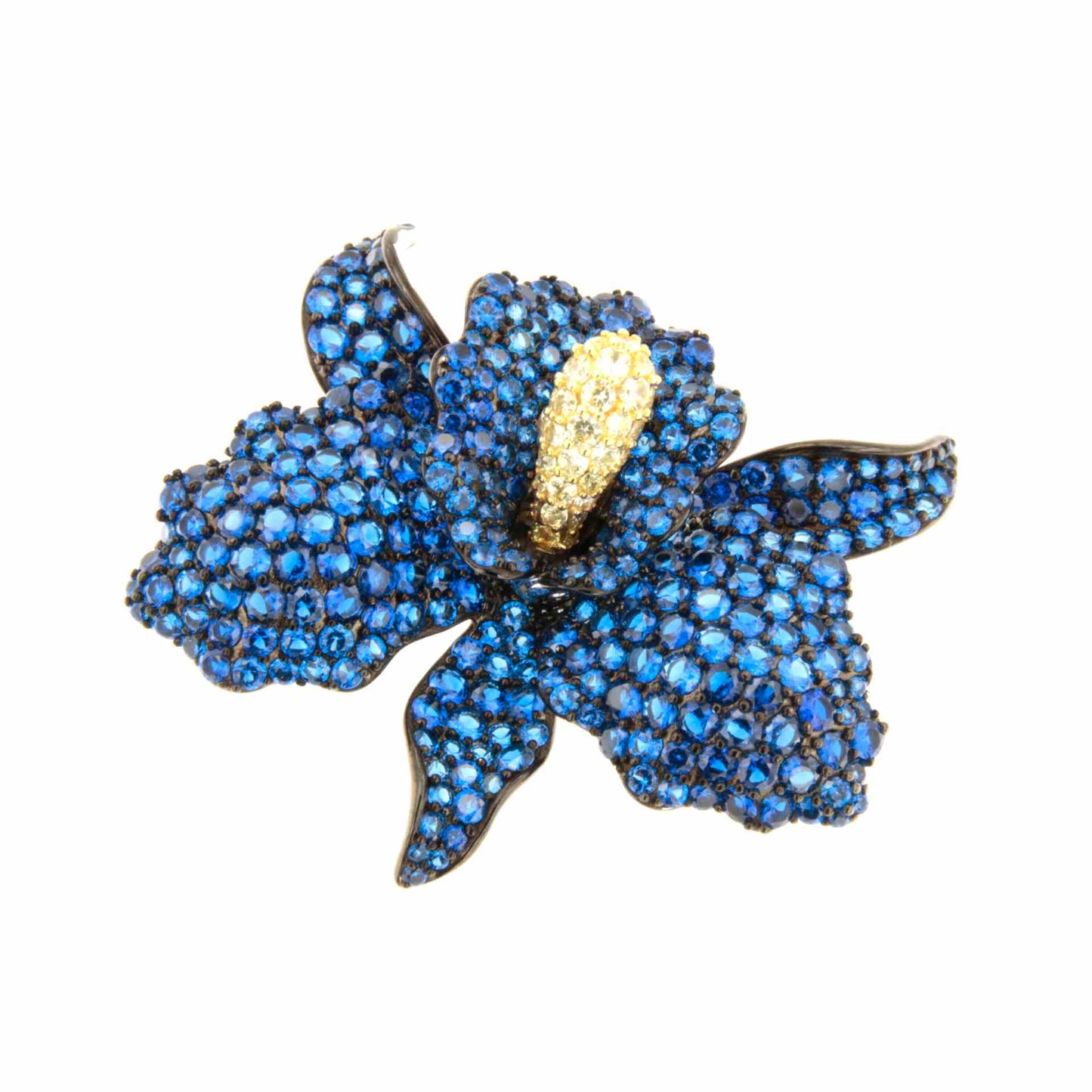 Broche FIORA de plata 925 ml con circonitas color rubi/ esmeralda/ zafiro