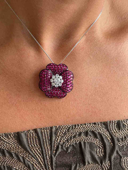 Broche PAVONA de plata 925 ml con circonitas color rubí/ zafiro