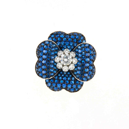 Broche PAVONA de plata 925 ml con circonitas color rubí/ zafiro