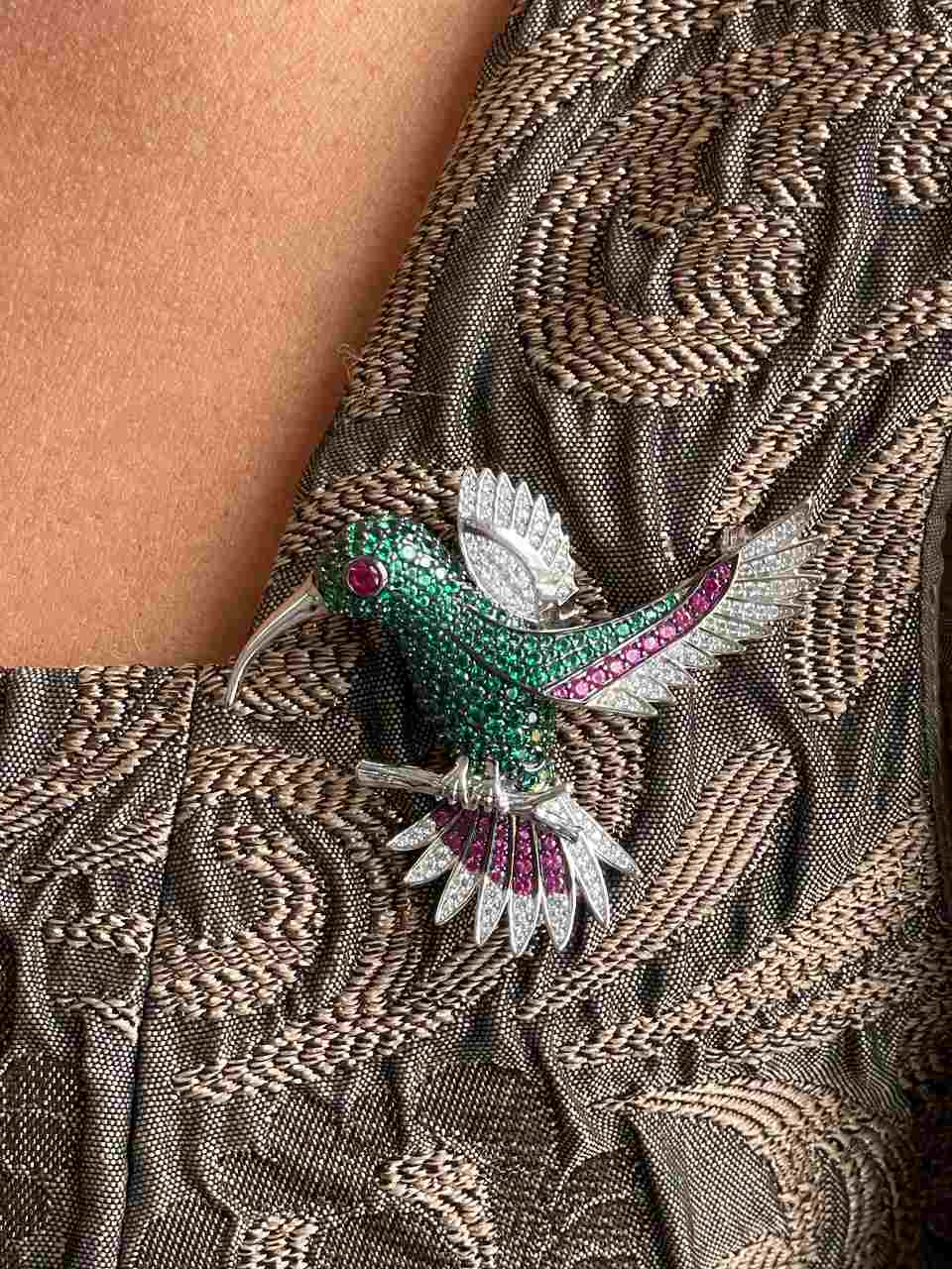 Broche COLIBRÍ de plata 925 ml con circonitas