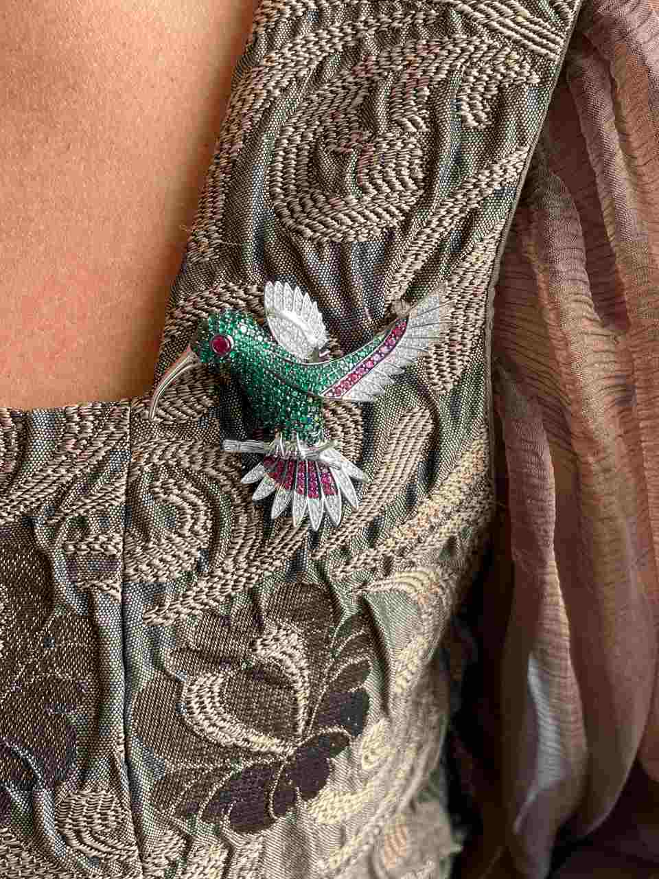 Broche COLIBRÍ de plata 925 ml con circonitas