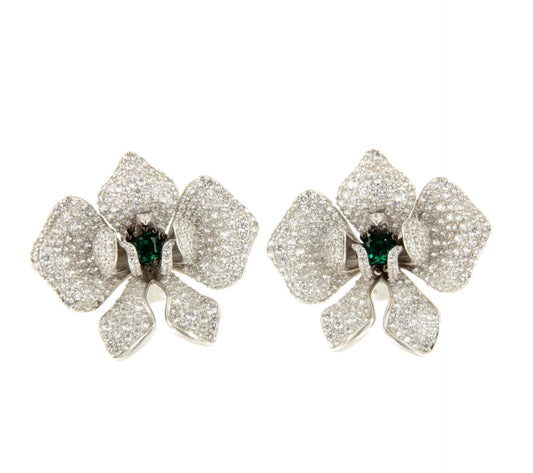 Long CLOE earrings in sterling silver with cubic zirconia