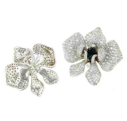 Pendientes flor VESPERIA en plata de ley con circonitas