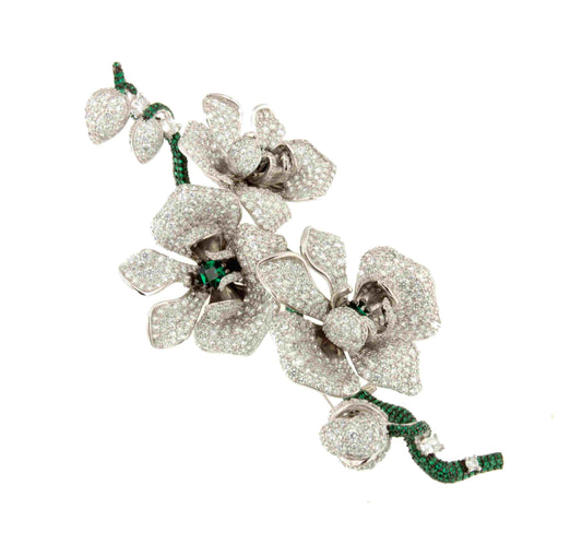 FAUSTA brooch, a wonderful tutti frutti design in 925 sterling silver with cubic zirconia
