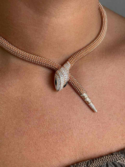 Gargantilla VELOUR en plata de 1º ley con baño de oro rosa 18 kilates y circonitas