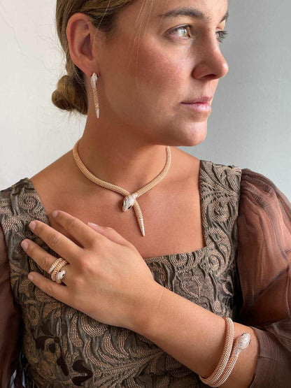 Pendientes serpientes ATELIER en plata de ley con circonitas