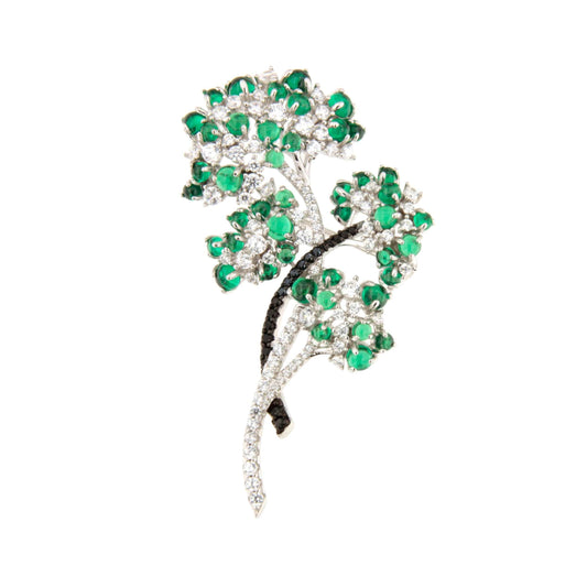 FAUSTA brooch, a wonderful tutti frutti design in 925 sterling silver with cubic zirconia