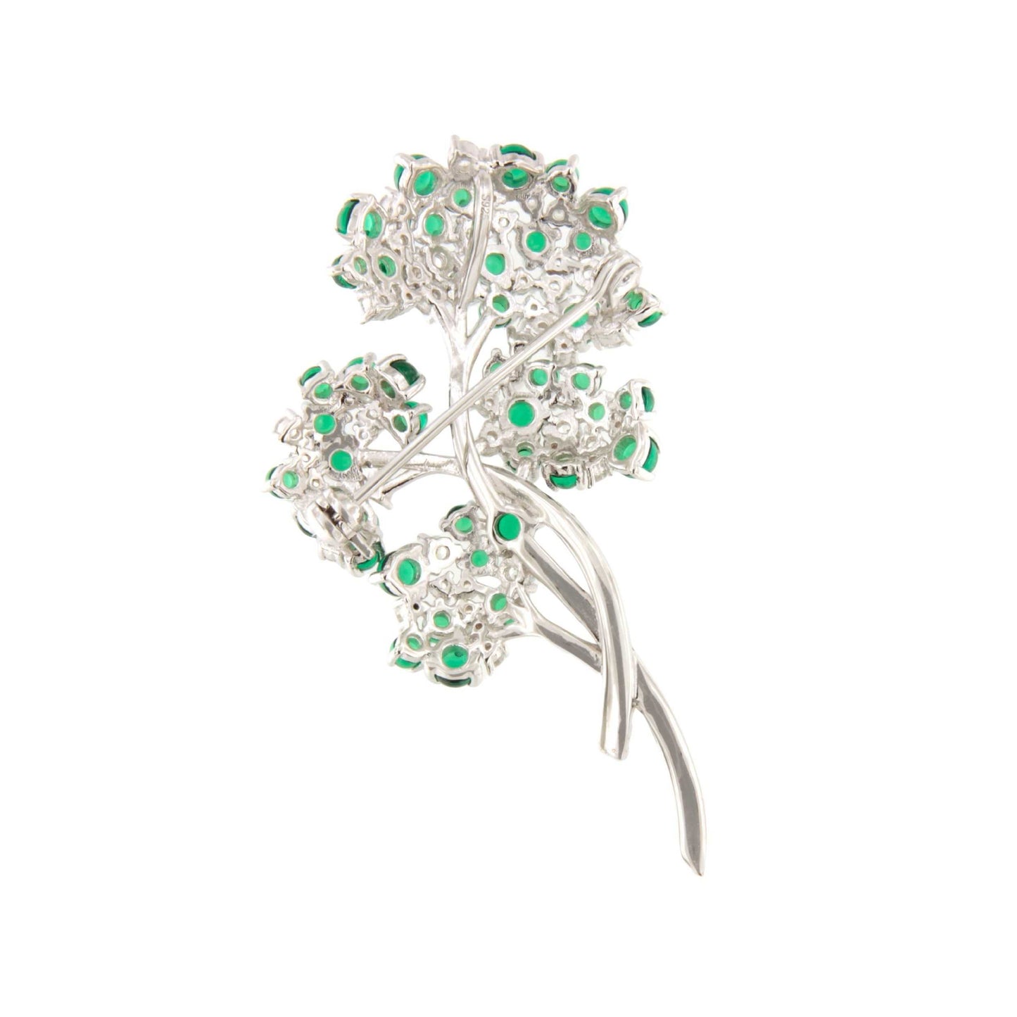 Broche PEINETA de plata 925 ml con circonitas color esmeralda/ zafiro