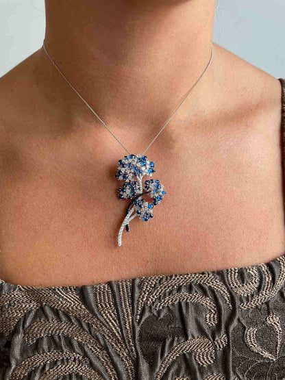Broche PEINETA de plata 925 ml con circonitas color esmeralda/ zafiro
