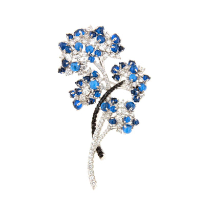 Broche PEINETA de plata 925 ml con circonitas color esmeralda/ zafiro