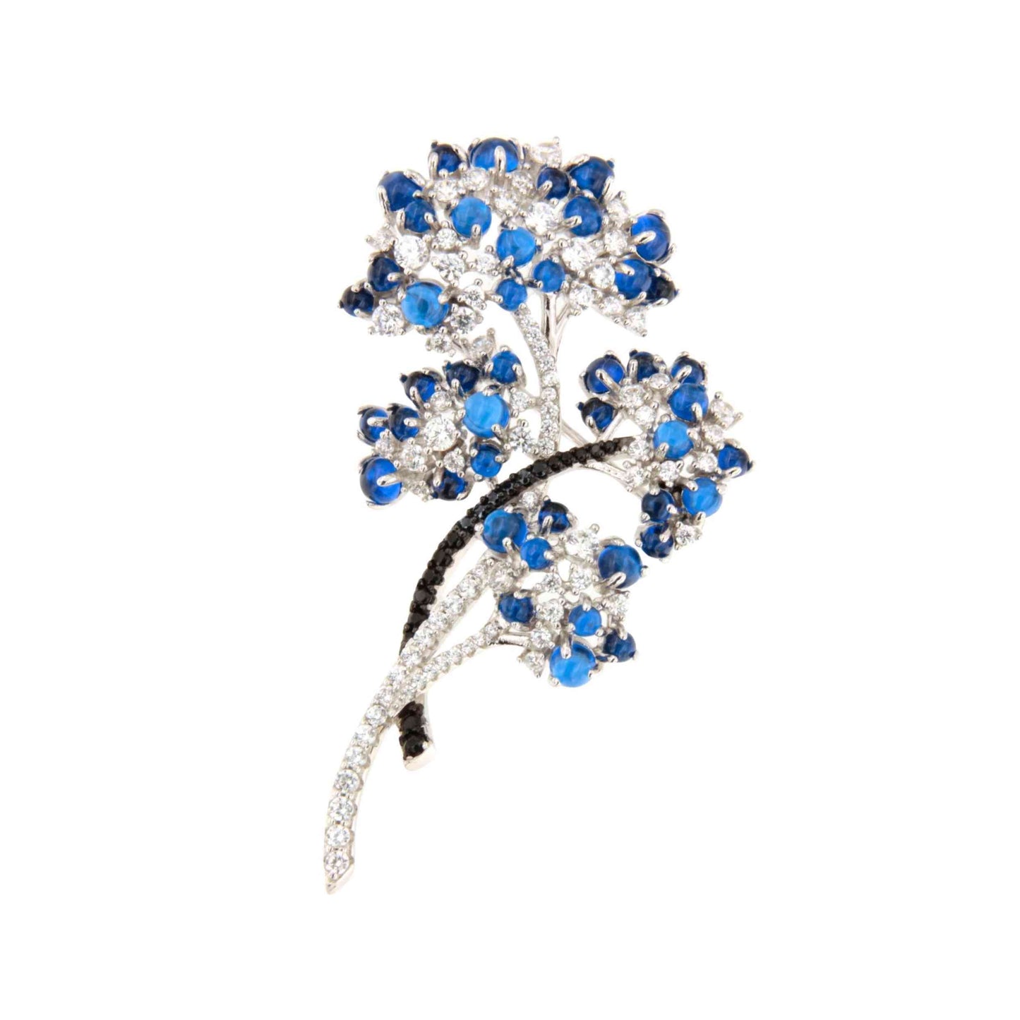 Broche PEINETA de plata 925 ml con circonitas color esmeralda/ zafiro