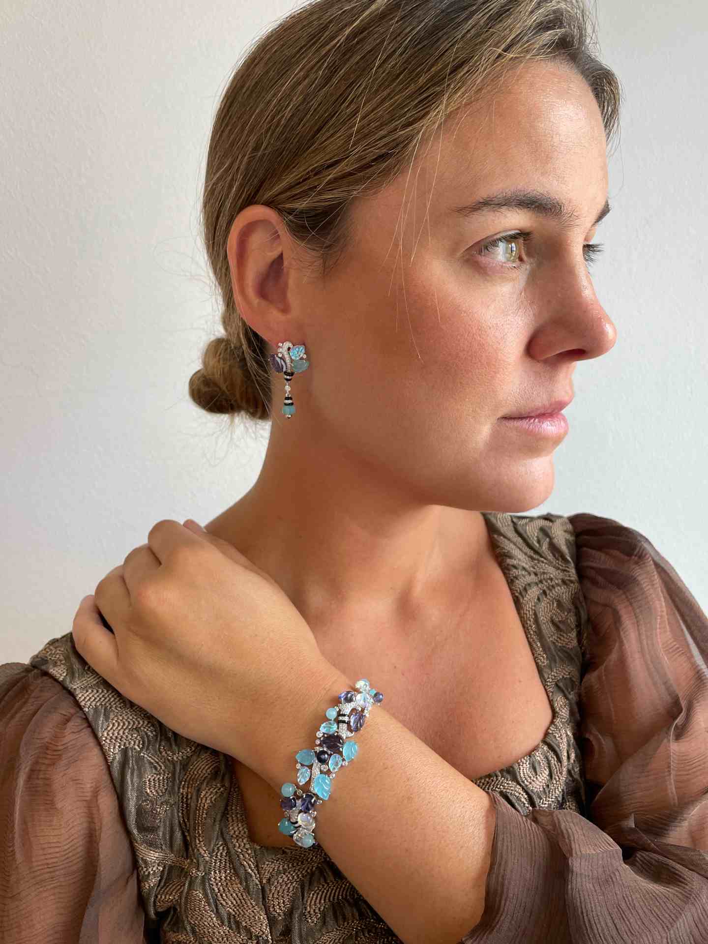 Pulsera GASA, con piedras de color en plata 1ª ley