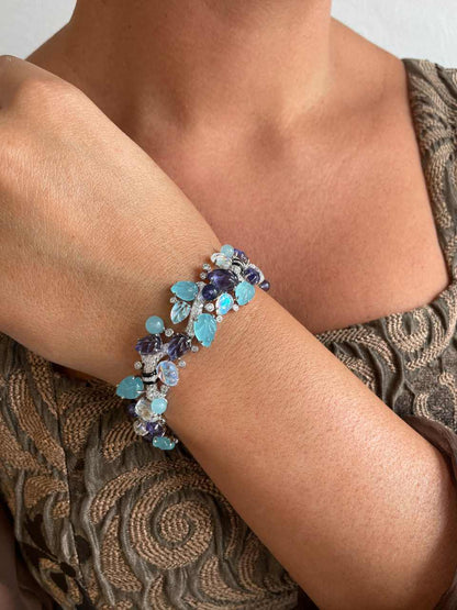 Pulsera GASA, con piedras de color en plata 1ª ley