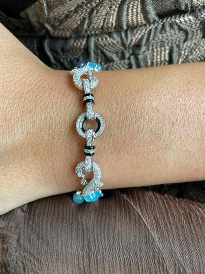 Pulsera GASA, con piedras de color en plata 1ª ley