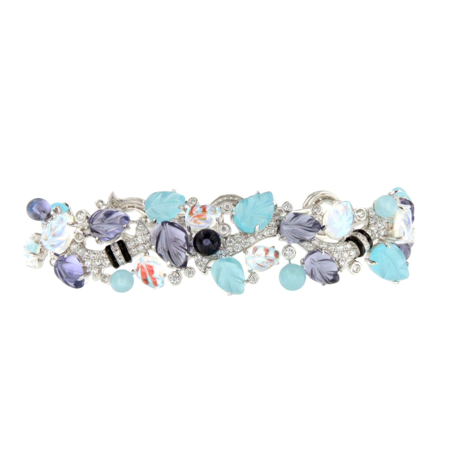 Pulsera GASA, con piedras de color en plata 1ª ley