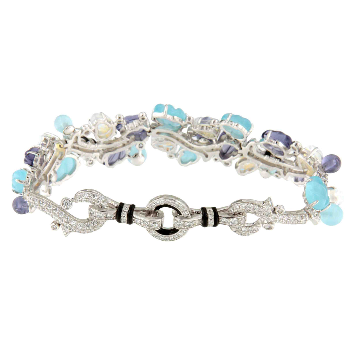 Pulsera GASA, con piedras de color en plata 1ª ley
