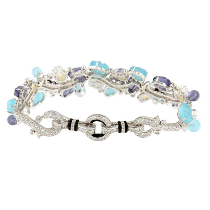 Pulsera GASA, con piedras de color en plata 1ª ley