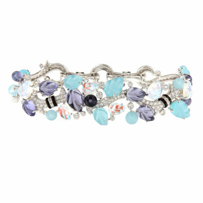 Pulsera GASA, con piedras de color en plata 1ª ley