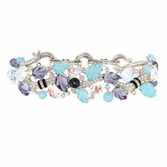 Pulsera GASA, con piedras de color en plata 1ª ley