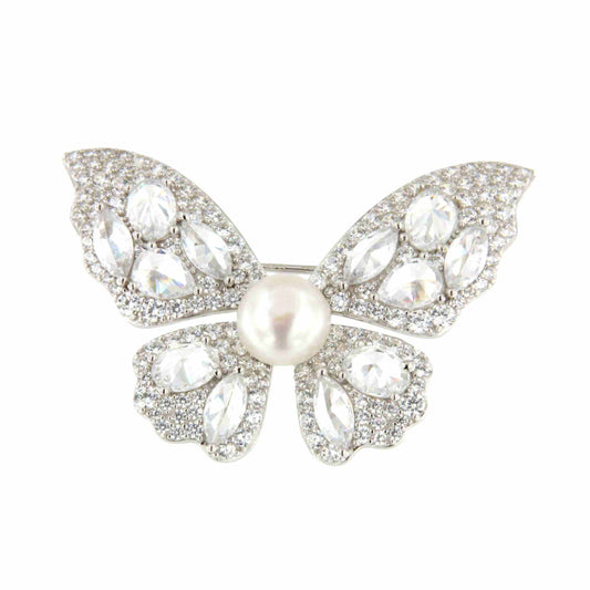 FAUSTA brooch, a wonderful tutti frutti design in 925 sterling silver with cubic zirconia