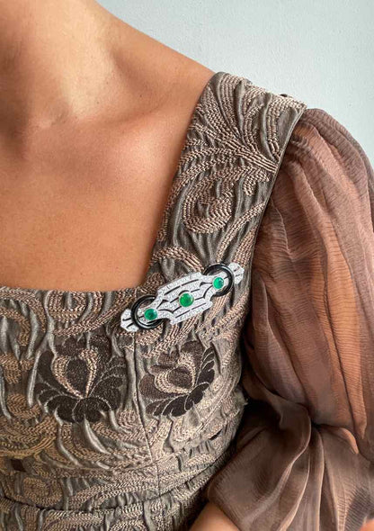 Broche HERENCIA plata de 925 ml con circonitas esmalte y piedras