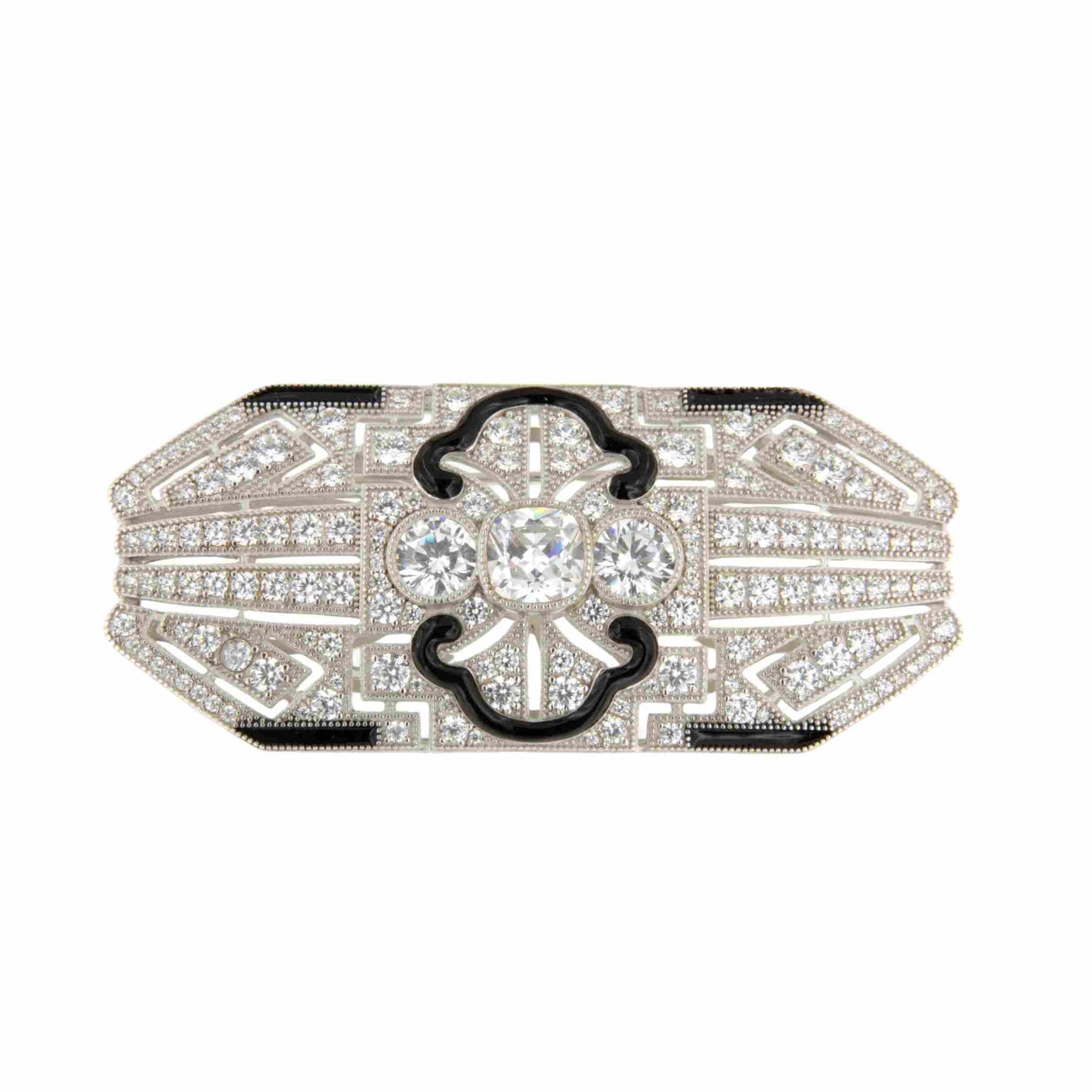 Broche PLUMERO plata de 925 ml con circonitas y esmalte