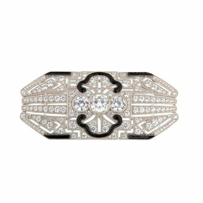 Broche PLUMERO plata de 925 ml con circonitas y esmalte