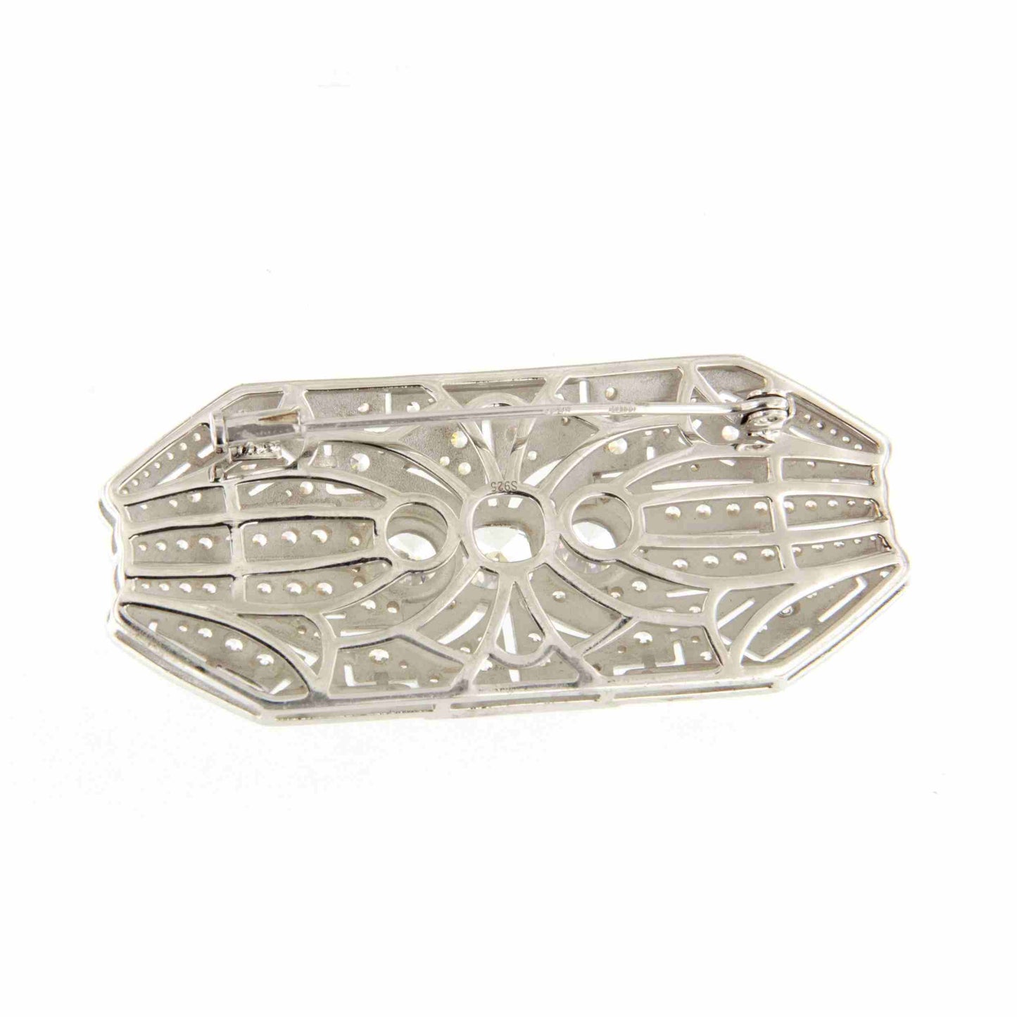 Broche PLUMERO plata de 925 ml con circonitas y esmalte