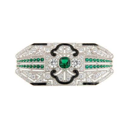 Broche PLUMERO plata de 925 ml con circonitas y esmalte