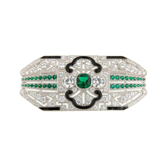 POSEIDON brooch in 925 sterling silver with cubic zirconia, enamel and stones