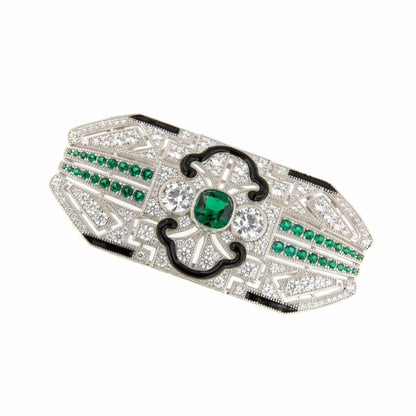 Broche PLUMERO plata de 925 ml con circonitas y esmalte
