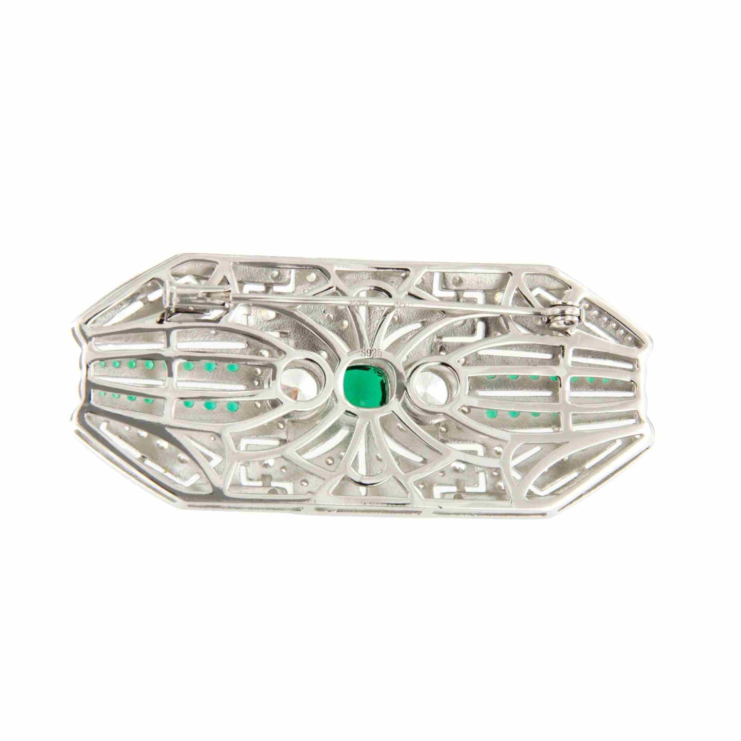 Broche PLUMERO plata de 925 ml con circonitas y esmalte