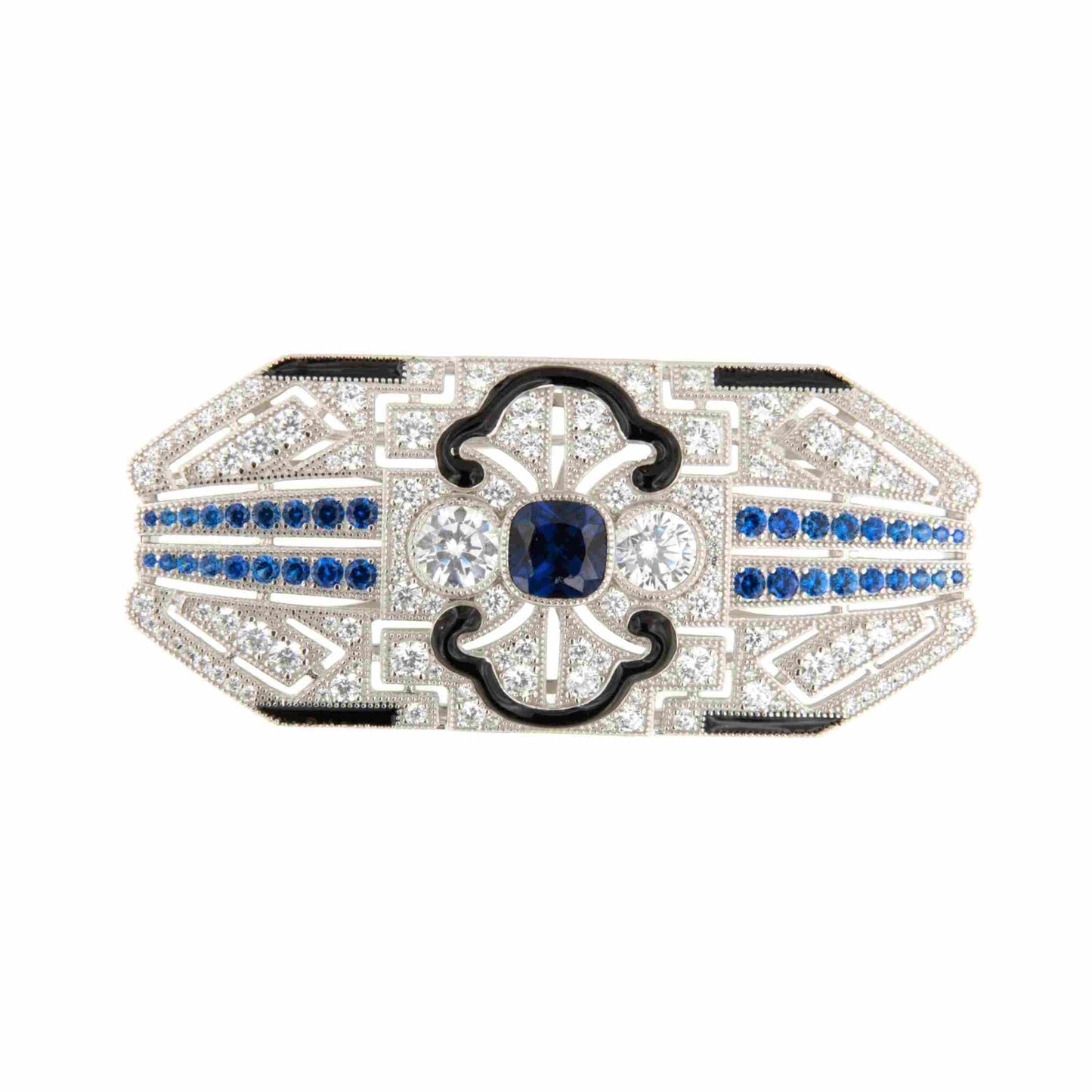 Broche PLUMERO plata de 925 ml con circonitas y esmalte