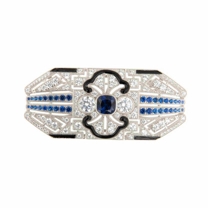 Broche PLUMERO plata de 925 ml con circonitas y esmalte