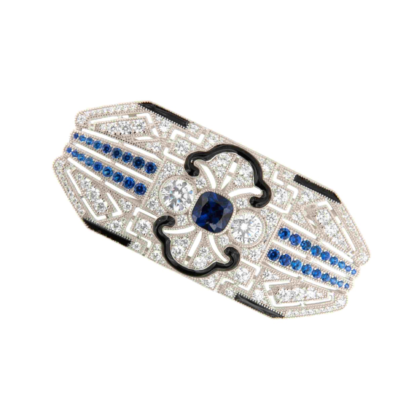Broche PLUMERO plata de 925 ml con circonitas y esmalte