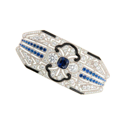Broche PLUMERO plata de 925 ml con circonitas y esmalte