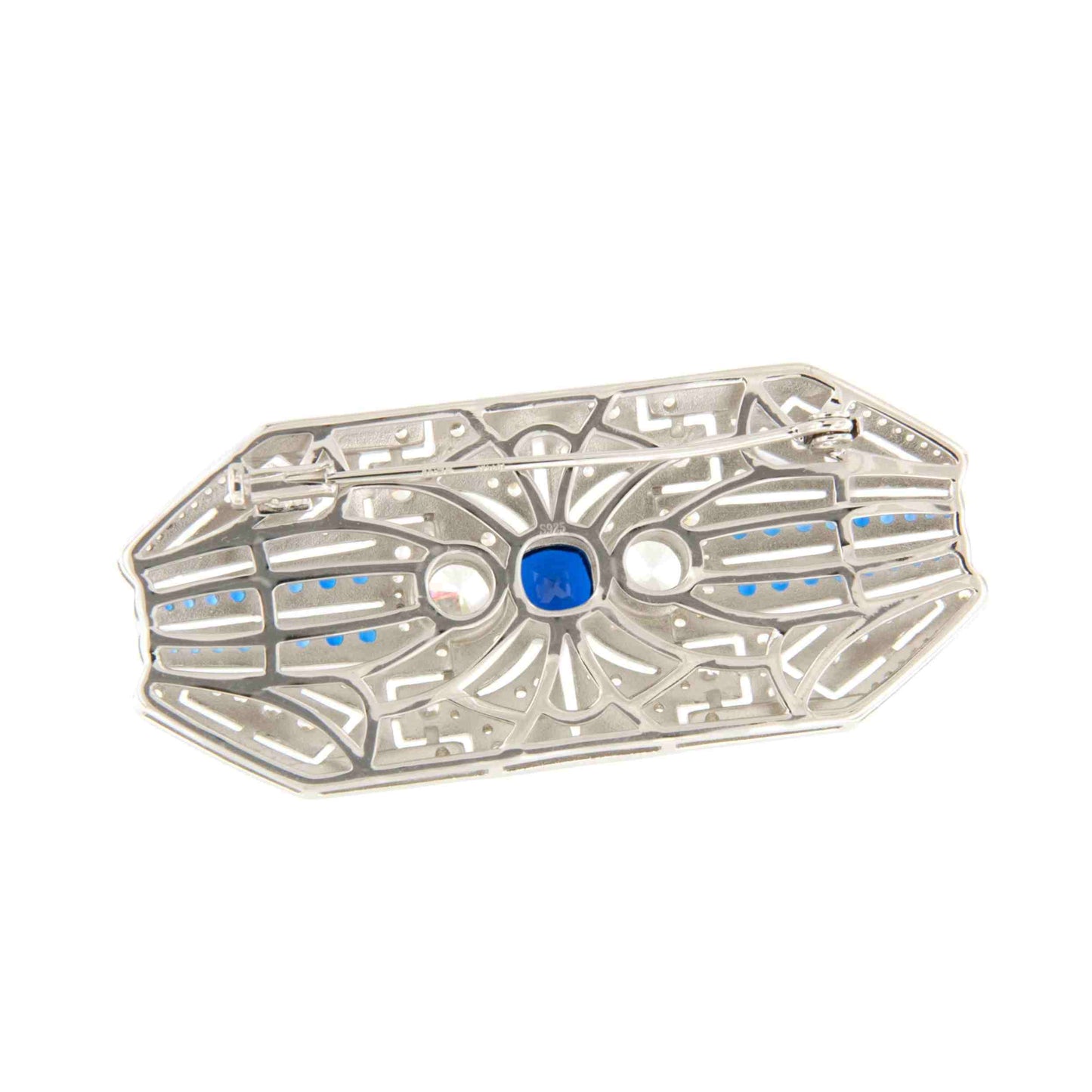 Broche PLUMERO plata de 925 ml con circonitas y esmalte