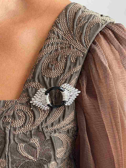 Broche NOCHE plata de 925 ml con circonitas onix