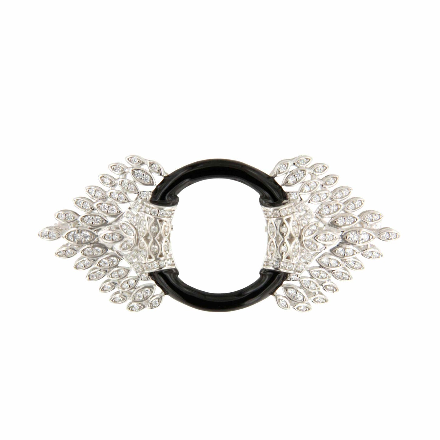 Broche NOCHE plata de 925 ml con circonitas onix