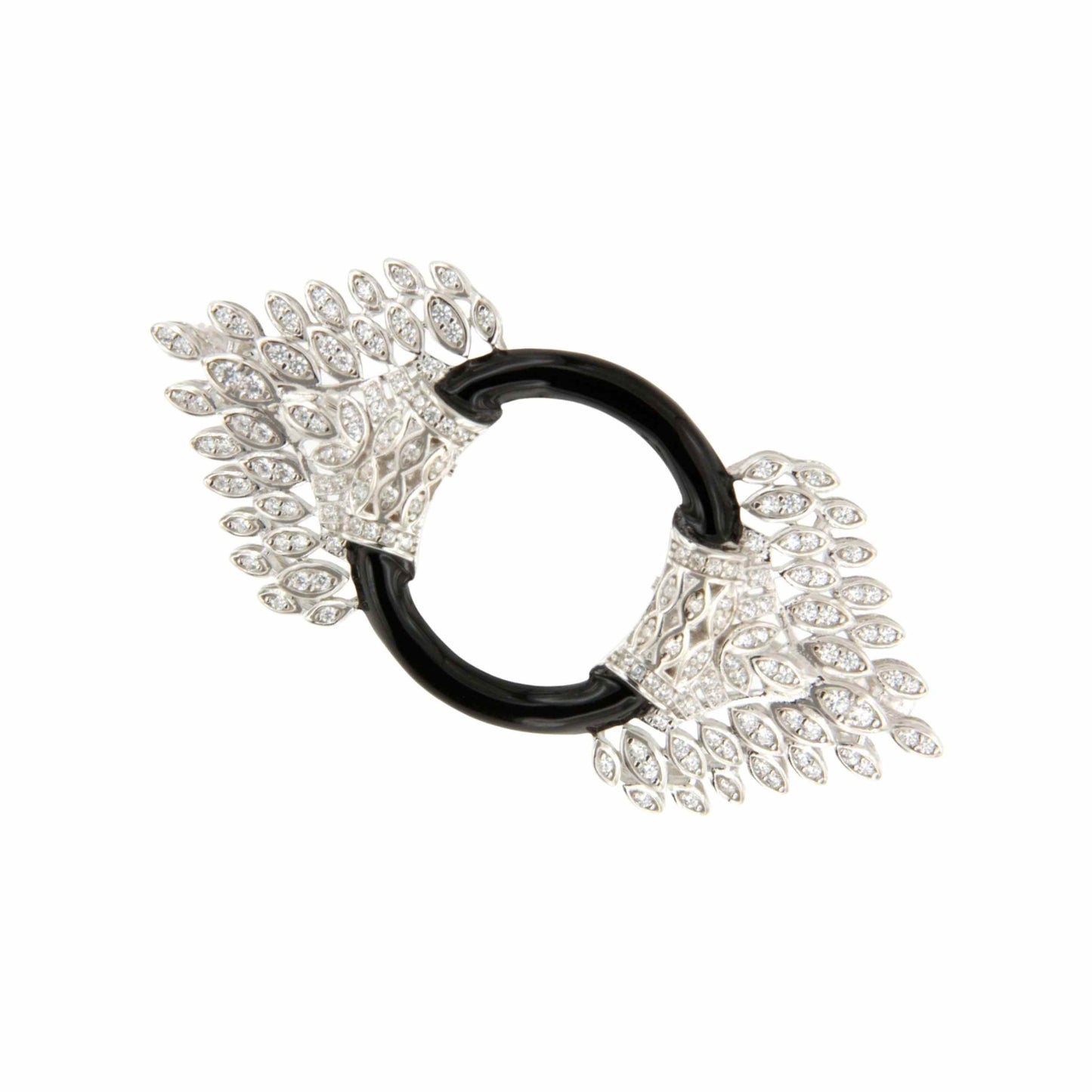 Broche NOCHE plata de 925 ml con circonitas onix