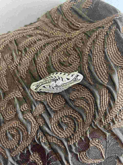Broche PORCELANA art deco en plata de ley 925 con circonitas