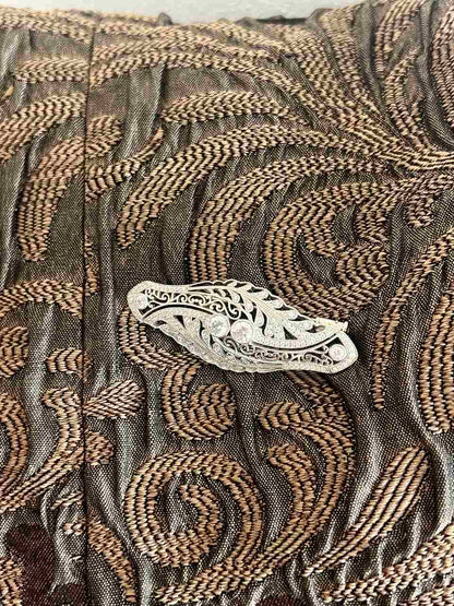 Broche PORCELANA art deco en plata de ley 925 con circonitas