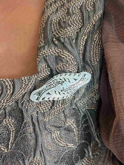 Broche PORCELANA art deco en plata de ley 925 con circonitas