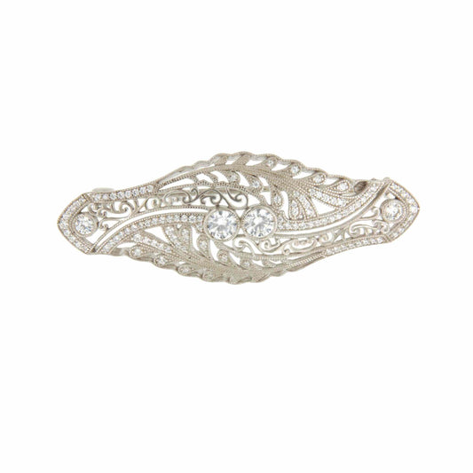 Art Deco moose brooch in 925 sterling silver with cubic zirconia