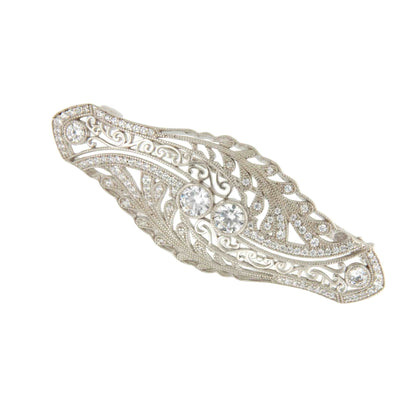 Broche PORCELANA art deco en plata de ley 925 con circonitas