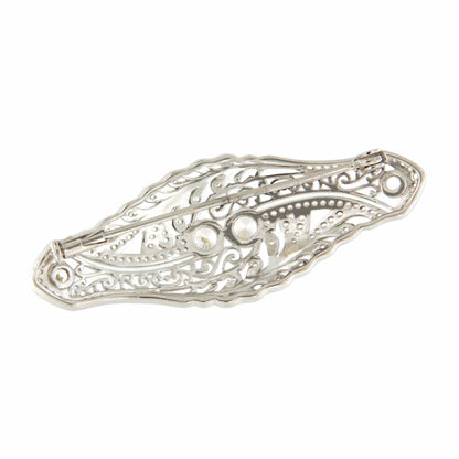Broche PORCELANA art deco en plata de ley 925 con circonitas