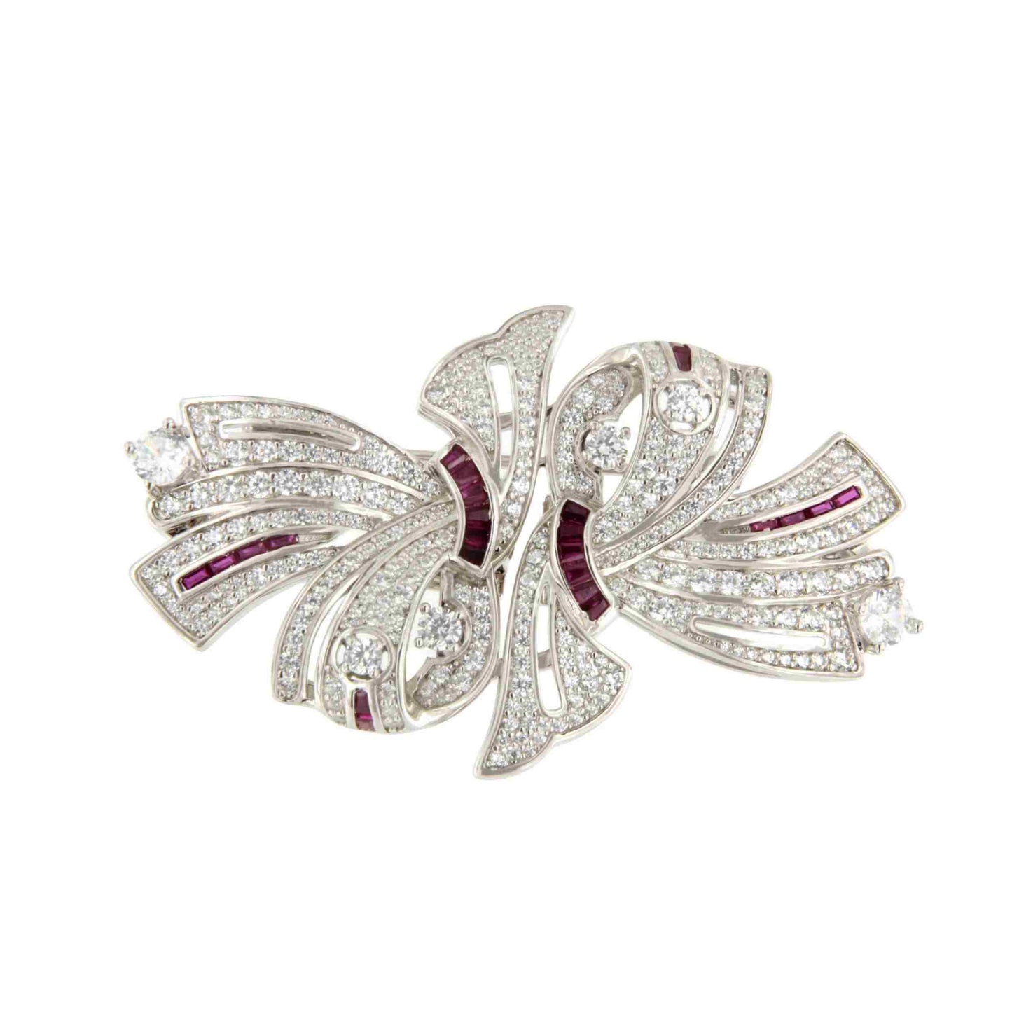 Broche LAZO desmontable en pendientes de plata 925 ml y circonitas rubí